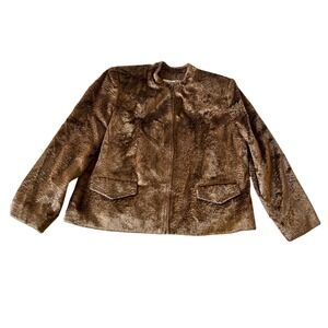 VTG Oscar by Oscar de la Renta Silky Faux Fur Moto Jacket